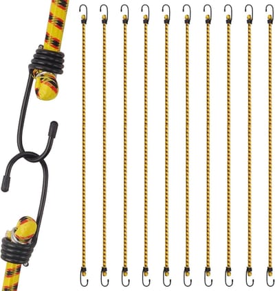 Elastische Touwen van 100 cm met Haken, Sterk voor Zeilen, Fietsendragers en Tuinwerkzaamheden, Set van 10