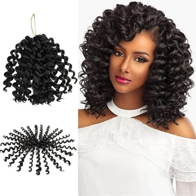 Gogo Curl Vrouwen Haakhaar 3 Stuks Watergolf Nep Locs Krullend Vlecht Haar 36 Strengen (20 cm, #1B) voor Stijlvolle Coiffures