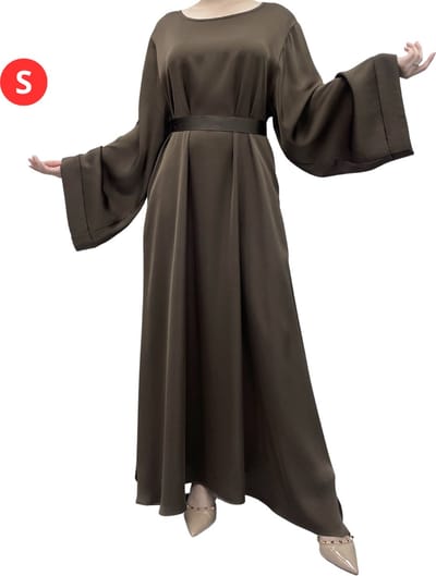 Bovista Islamitische Kleding - Abaya - Gebedskleding Dames - Alhamdulillah - Jilbab - Khimar - Vrouw - Donkerbruin - Maat S