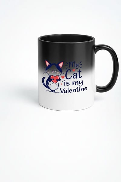 My Cat is my Valentine" Magische Mok | Hittegevoelige Kattenliefhebber Mok | Valentijn Cadeau