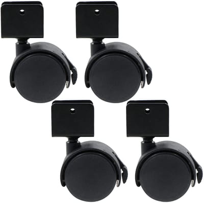 Meubelwielen, zwenkwielen, rubberen wielen, 50 mm zwenkwielen met rem, wielen voor zware lasten, wielen voor meubels, kinderbed, set van 4