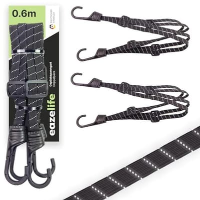 Set van 2 verstelbare bagagestraps 60 cm reflecterend en robuust - zerscratches beschermd - zware kwaliteit voor fiets en motor