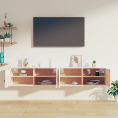 vidaXL - Wandkasten - 2 - st - 80x30x30 - cm - massief - grenenhout - wit
