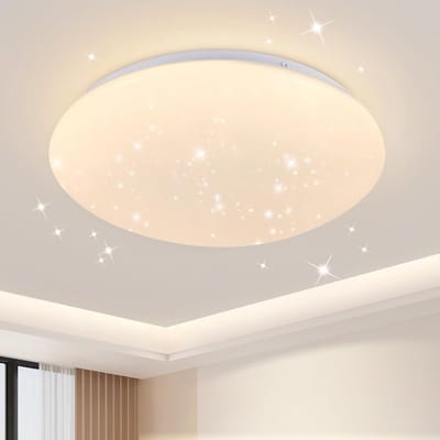 Glitzerlife - Plafondlamp - LED Sterrenhemel - Niet Dimbaar - Warmwit Flikkervrij - Kunststof - Ø25cm - Wit