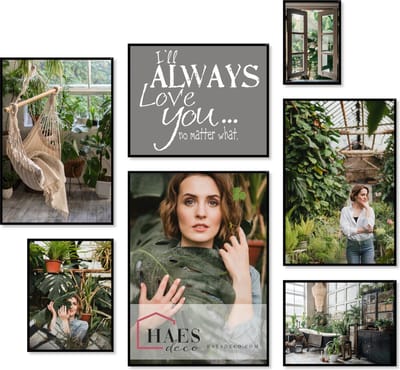 HAES DECO - Collage set XL met 7 kunststof fotolijsten zwart Easy Frame, voor 1 foto 20x30, 2 foto's 30x40, 1 foto 40x50, 2 foto's 40x60 en 1 foto 50x70 - EFS103B