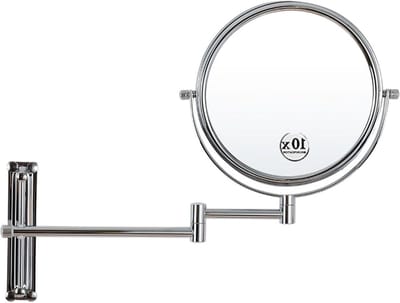 Wandmake-upspiegel - Vergrotende spiegel - Verfijnen van make-up - 360 graden draaibaar - 8 inch rond - Zilver