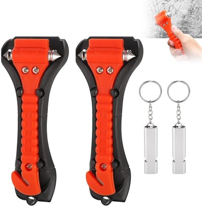 Dailygoods- Noodhamer 2-in-1 - Veiligheidshamer met ruitbreker/gordelsnijder - Antislip handvat - Noodfluit - Robuust ontwerp - Professionele levensredder - Veiligheidsset