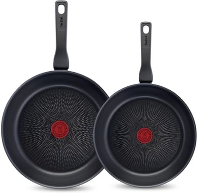 Tefal XL Force Pannenset - Koekenpannen Ø24/28cm - Niet Geschikt voor Inductie - Aluminium - Zwart
