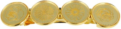 Haarsoires Haarspeld Patentspeld 8cm - Cirkel - Bloemen Glitter Patroon - Goud - Haarspelden voor Dames - Haarklem - Haarclip - Haaraccessoires - Hair Clip - Decoratieve Haaraccessoire