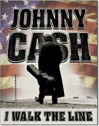 Wandbord - Johhny Cash - I Walk The Line -30x40cm