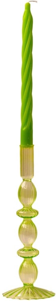 WinQ - Kleurige Glaskandelaar in de kleur licht Groen in de maat 9x26cm met diverse ronde vormen - Kaarsenhouder glas– Decoratie woonkamer – Kandelaar voor Dinerkaarsen