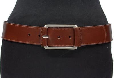 Dames heupriem rood bruin - 4.5 cm breed - Leer - Brede riem - Casual - Maat 85