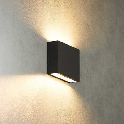 HOFTRONIC Otis S LED Wandlamp Dimbaar - 7 Watt 630 Lumen - IP54 Waterdicht - 2700K Warm Wit - Binnen en buiten - Up & Down Light - Zwart - Modern