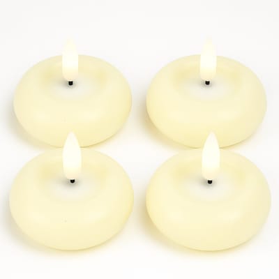 LED Drijfkaarsen – 7,5 cm – Vlameffect – IP44 – Set van 4 – Inclusief Batterij - crème