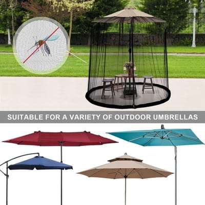 Parasol Muggennet Verstelbaar – 2 Ritsdeuren – Vulbare Basis – 300x230cm Zwart – Hoes voor Tuinparasol & Terrastafel