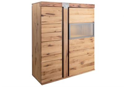 MASSIVMOEBEL24.DE wilde eik / moseik highboard blank Massief hout 110x45x142 cm (BxTxH) geolied gemonteerd NEW AMSTERDAM volledig massief #05