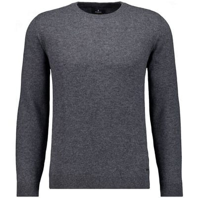 Ragman Trui Mélange Round Neck Merino Cashmere Knit Antraciet / male