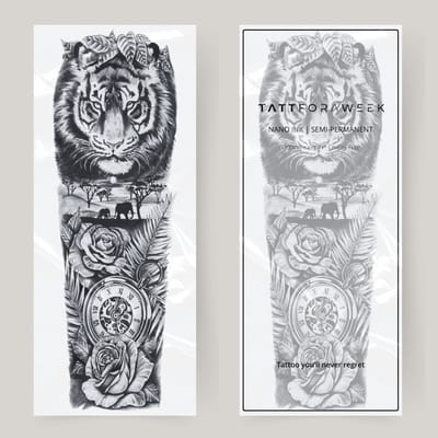 Nep tattoo sleeve lion | Neptattoo volwassenen | Tijdelijke tattoo voor volwassenen | Temporary tattoo | Plaktattoos voor volwassenen | Neptattoos | Probeer zorgeloos een tattoo | tattforaweek