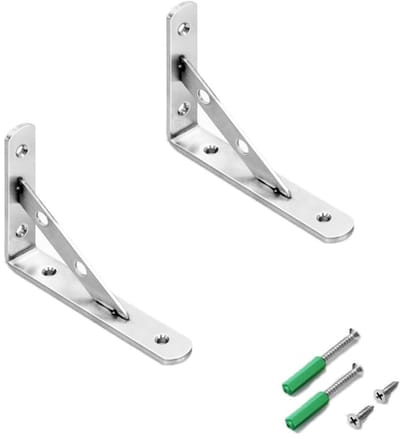 Dailygoods- Plankbeugels Heavy-Duty - L-vormige Plankdragers - Roestvrij Staal - 2 Stuks - 15 cm - Eenvoudige Installatie - Planksteunen
