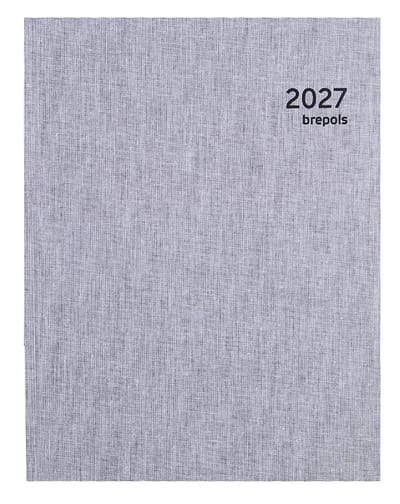 Brepols bureau agenda 2027 - OPTIVISION LARGE [0.117] - DUBLETTA - Bureau agenda - 1 week op 2 pagina's - Weekoverzicht - Lichtgrijs - 17.1 x 22 cm