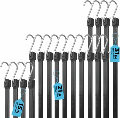 Rubberen Spanbanden - Bungee Koorden - Dekzeilen Vastzetten - Zelfklevende S-haken - Meerdere Maten - Zwart