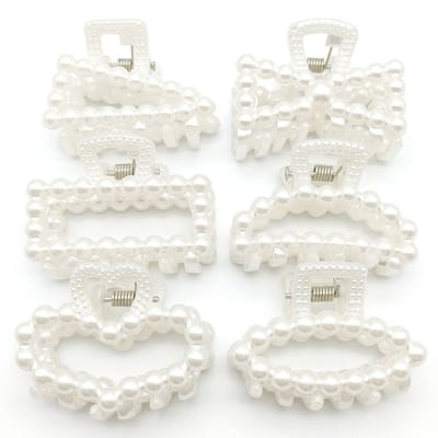 Parel haarclips set 6 stuks – elegante kunststof haar klemmen met imitatie parels – diverse vormen voor dames – stijlvolle haaraccessoires voor dagelijks gebruik