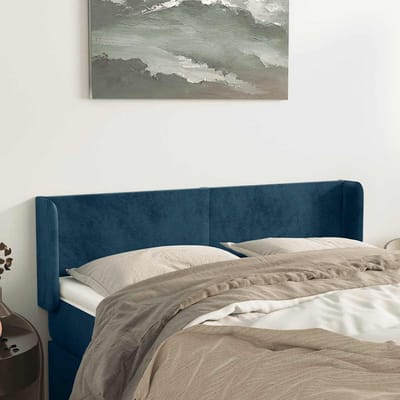 vidaXL - Hoofdbord - met - randen - 147x16x78/88 - cm - fluweel - donkerblauw