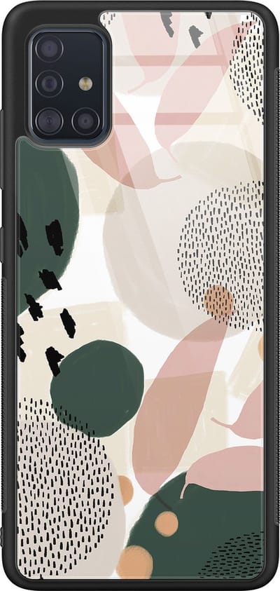 Hoesje geschikt voor Samsung Galaxy A51 - Abstract print - Luxe Glazen Hardcase - Print / Illustratie - Groen