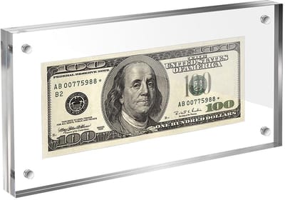 Dailygoods- Fotolijst Dubbelzijdig - Acryl Houder - Valuta Display - Foto's/Postzegels - 20x10 cm - Hoogwaardig Transparant Materiaal - Displayframe