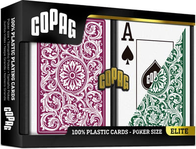 COPAG® Double Deck Green & Burgundy 1546 Jumbo Elite - Premium 100% Plastic Speelkaarten - Duurzaam - Poker