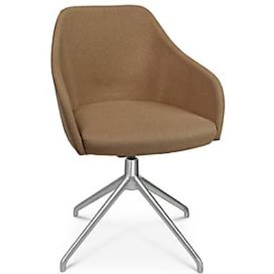 Conferentiestoel Topstar Sitness Life 2.1, draaibaar/zitting in hoogte verstelbaar, armleuningen, B 350-480 x D 460 x H 460-490 mm, 4-poots onderstel, mat aluminium & stof, h.bruin