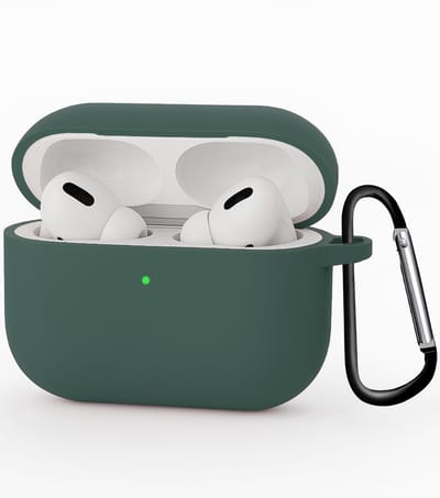 Hoesje - Geschikt voor Apple Airpods Pro 3 - met Clip - Siliconen Hoes - Silicone Case Cover - Donkergroen