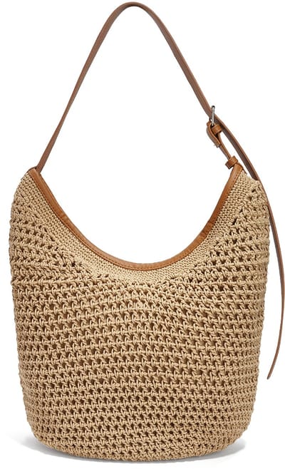 Trendy Gehaakte Schoudertas - Modieuze Tas met Verfijnde Textuur - Elegant Model voor Dagelijks Gebruik en Vakantie - Khaki