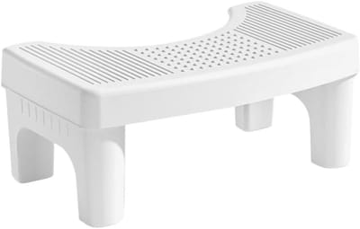Toilet Krukje - Badkamer Stoel - Comfortabel Zitten - Verstevigd Anti-slip - 39.5 x 22 x 16 cm - Wit