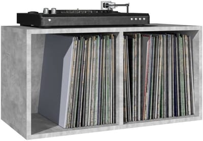 Platenspelermeubel - LP-kast - Platenspelerkast - Draaitafelstandaard - Platenspelerstandaard - Vintage Displayplank - Betongrijs