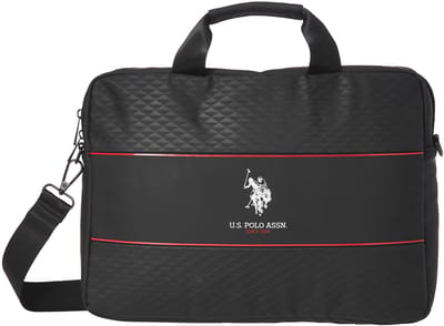 U.S. POLO ASSN., 15'' Laptoptas Model middelste streep, Zwart