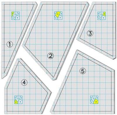 Quiltlinialen Set - Patroon Snijders - Creatief Quilten - 5 Delige Set - Acryl Materiaal - Transparant