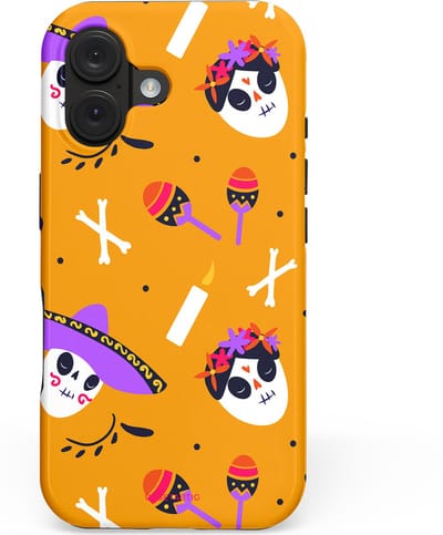 Casetastic hoesje geschikt voor Apple iPhone 16 - MagSafe - Dubbellaagse bescherming - Viva Muertos - Fashion Case - Okergeel