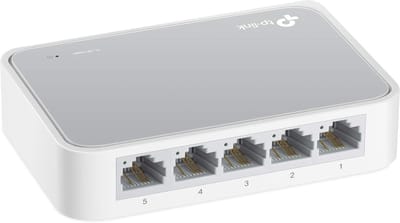 5-Poorts Ethernet Switch - Snelle Netwerkverbindingen zonder Ventilator (10/100 Mbit/s)