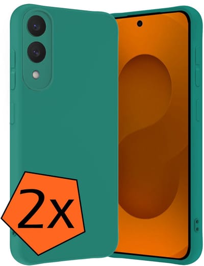 Hoes - 2 Stuks - Geschikt voor Samsung Galaxy S25 Edge - Sterk & Shockproof - Case Siliconen - Back Cover - Telefoon Hoes - Donkergroen