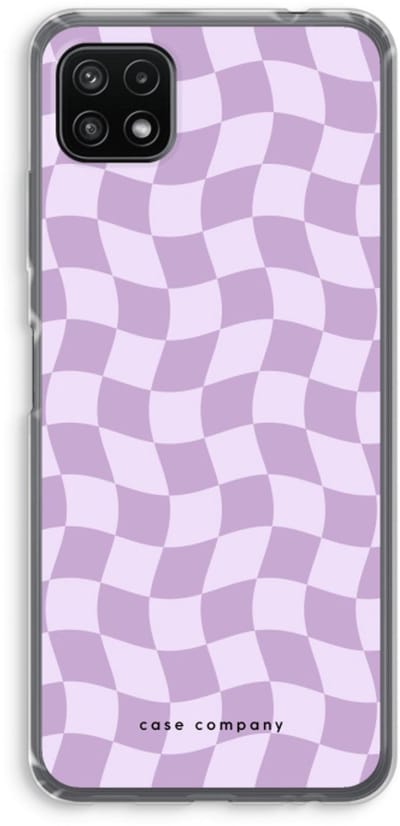 Case Company® - Hoesje geschikt voor Samsung Galaxy A22 5G hoesje - Grid Paars - Soft Cover Telefoonhoesje - Bescherming aan alle Kanten en Schermrand