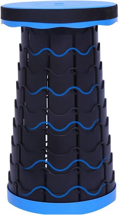 Draagbare Opvouwbare Kruk - Klapstoel Telescoopkruk - Buitenactiviteiten - Verstelbare Hoogte - 45 cm - Blauw