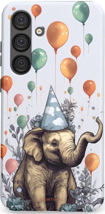 Casetastic Hoesje Geschikt voor Samsung S25 Plus - Stijlvolle Beschermende Duo-layer Case - Olifant Verjaardag