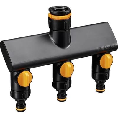 Fiskars Comfort Serie - Driedelige Waterverdeler - On/Off Ventielen - Ergonomische Besturing - 3 Uitgangen