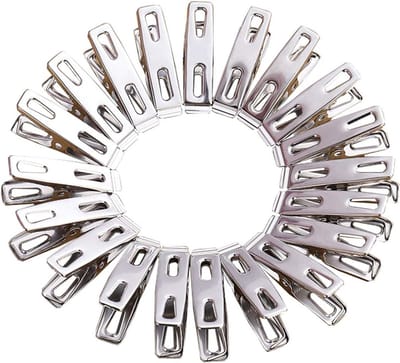 20 stuks - roestvrijstalen clips - huishoudwasknijpers, kleine clips voor het drogen van dekbedden - functionele en praktische clips - roestvrijstalen wasknijpers voor het drogen van sokken, ophangclips, wasknijpers voor zwaar gebruik, metalen clips