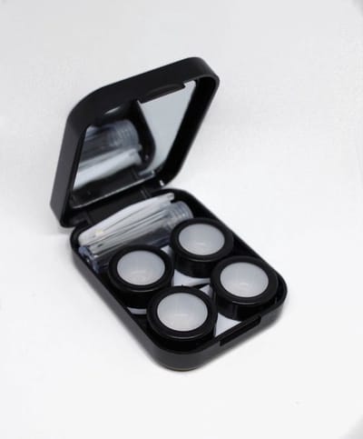 Flower lenzendoosje | 2 lenzenbakjes en inclusief alle nodige applicators | Lenzenhouder | Zwart