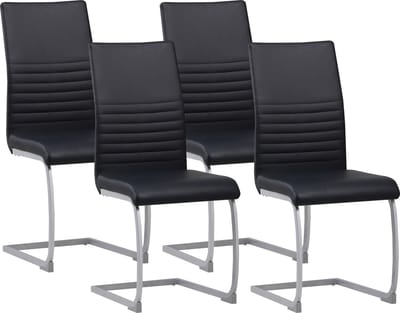 ALBATROS Sledestoel Murano Set van 4, Zwart - Schommelstoel met Modern Ontwerp en Kunstleren Bekleding - Keukenstoel, Gestoffeerde Eetkamerstoel, Eettafelstoel
