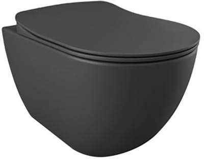 Creavit Rimoff hangtoilet / ophang WC met RVS sproeier (bidet) – mat antraciet – enkel koud water