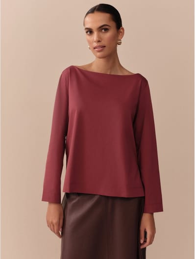 Next - Dames - N. Premium T-shirt van SUPIMA®-katoen met lange mouwen en ronde hals - Rood