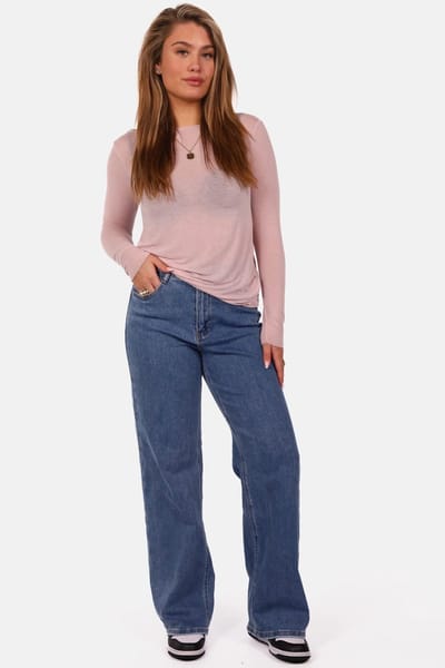 Getdrezzed Top - Maat: M - Transparante boothals top met cashmere lichtroze